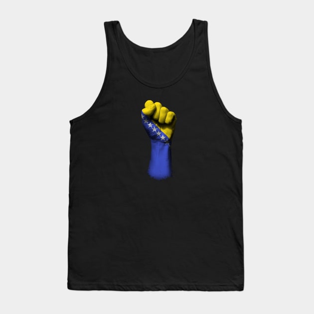 Flag of Bosnia and Herzegovina on a Raised Clenched Fist Tank Top by jeffbartels